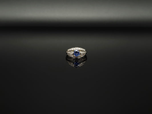 Lxy - Ring Saphir-Diamant Ring aus 585er 14k Weißgold & Gelbgold