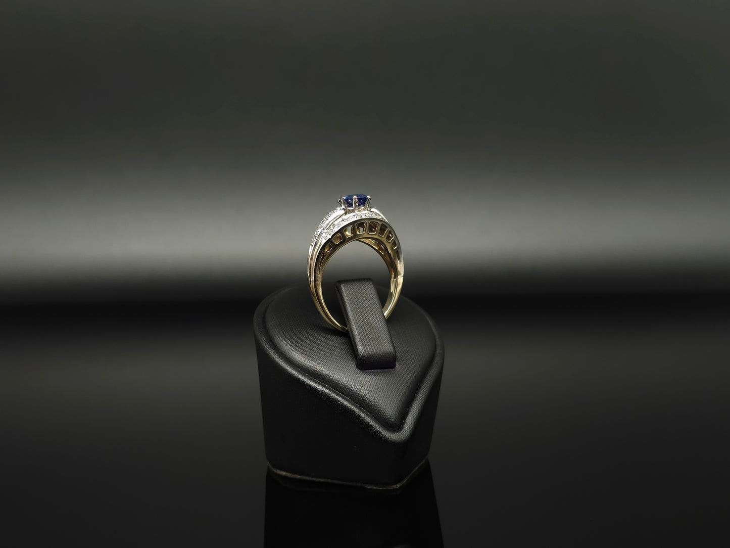 Lxy - Ring Saphir-Diamant Ring aus 585er 14k Weißgold & Gelbgold