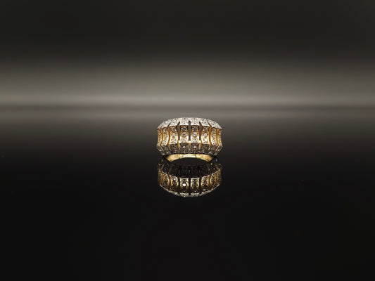 Lxy - Ring Designring aus 585er 14k Weißgold & Gelbgold mit Zirkonia Besatz