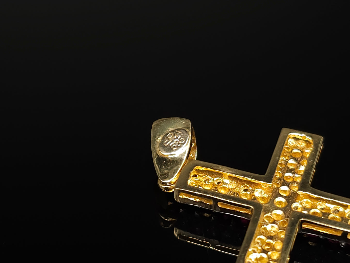 Lxy - Anhänger Rubin Zirkon Kreuz Gold 585er 14k Gelbgold Zirkonia