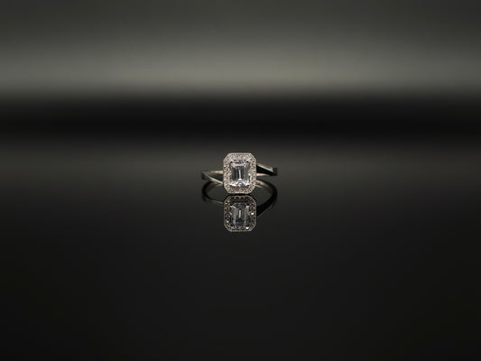 Lxy - Ring Zirkonia Emerald Cut 585er 14 Karat Gold Weißgold