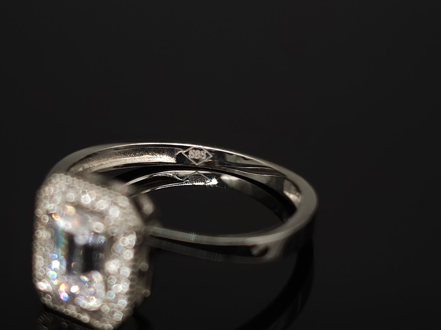 Lxy - Ring Zirkonia Emerald Cut 585er 14 Karat Gold Weißgold