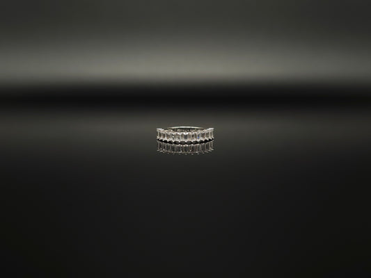 Lxy - Ring halb Memoire Baguette Zirkonia 585er 14 Karat Gold Weißgold