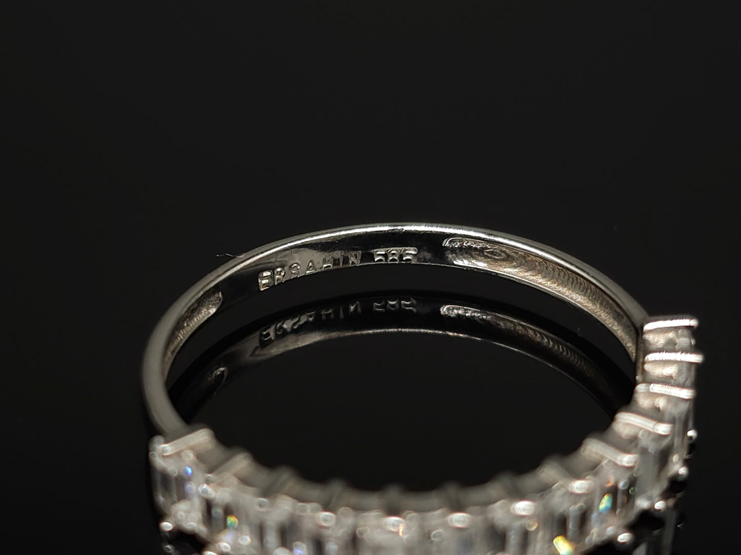 Lxy - Ring halb Memoire Baguette Zirkonia 585er 14 Karat Gold Weißgold