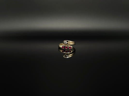 Lxy - Ring Diamant & Rubin 14 Karat 585er Gelbgold Brilliant