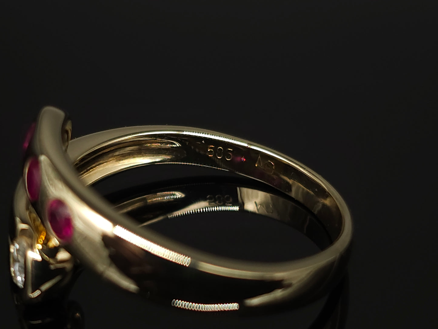 Lxy - Ring Diamant & Rubin 14 Karat 585er Gelbgold Brilliant